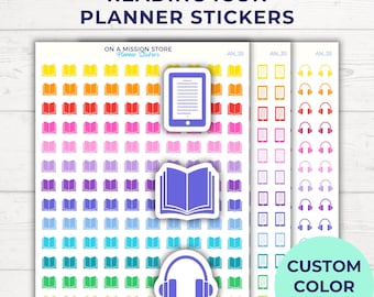 Reading Planner Stickers: Book, Ebook, Headphone Icons