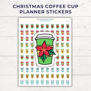 Weihnachten Kaffeetasse Aufkleber, niedliche saisonale Aufkleber, gemütliche Winter Aufkleber, Geschenk für Kaffeeliebhaber, Planer Dekoration