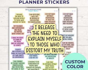 Gaslighting Affirmations Planner Stickers: Mental Health Journal