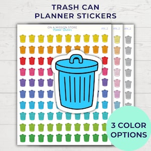 Adesivos para lata de lixo, dia do lixo, adesivos domésticos, tarefas domésticas, adesivos de limpeza, tarefas domésticas, adesivos para planejador de tarefas, adesivos diários