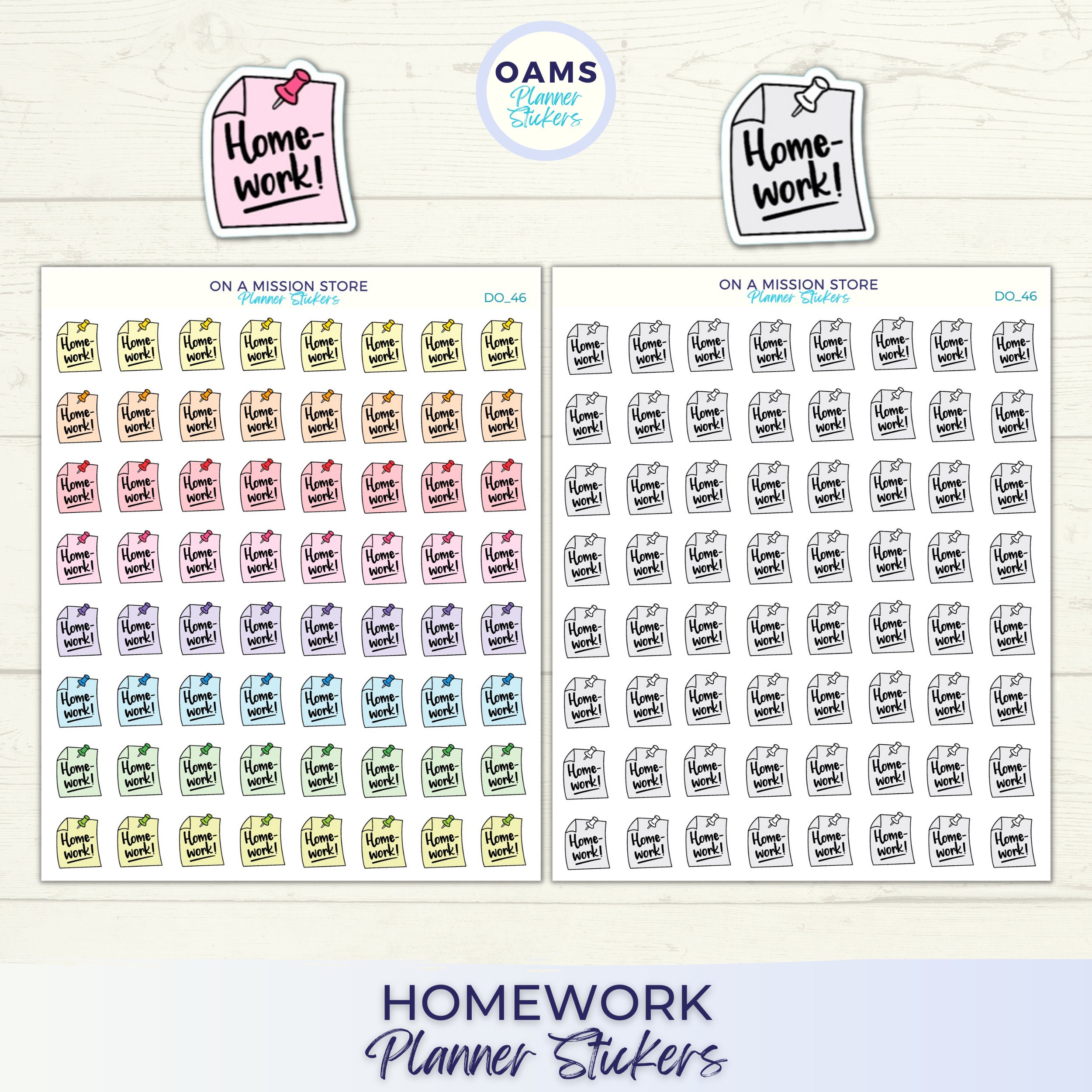 Homework Planner Stickers: School Reminder Decals - Etsy