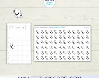 Arzt-Aufkleber, Stethoskop-Aufkleber, Mini-Symbol-Aufkleber, Hobonichi-Aufkleber, Bullet Journal, funktionale Planer-Aufkleber minimalistisch