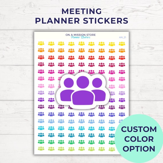 Meeting Planner Stickers: Work & School, Custom Color Option