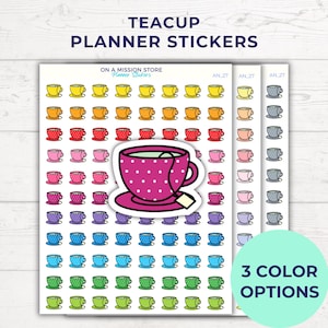 Stickers tasse de thé, Tea Time, Afternoon Tea, Cuppa, cadeau pour amateur de thé, Stickers automne douillet, Stickers agenda