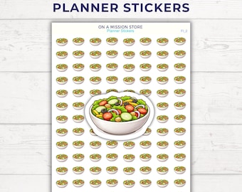 Salad Planner Stickers, Healthy Eating Icons, Meal Prep Food Journal