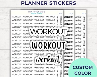 Workout Script Planner Stickers, Fitness Labels, Habit Tracking (Custom Color Option)