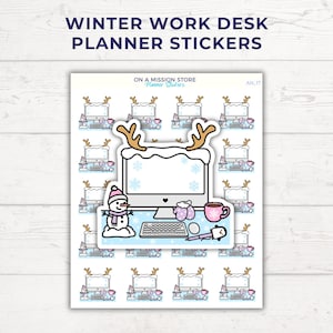 Winter Arbeit Schreibtisch Aufkleber, Computer Aufkleber, Büro Aufkleber, Arbeit von zu Hause, Lehrer, Kalender, Schüler, Arbeit von zu Hause