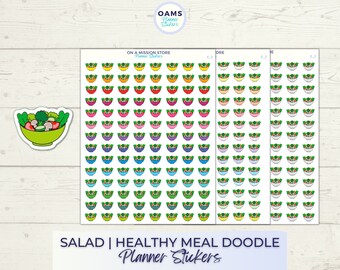 Salad Planner Stickers, Salad Stickers, Healthy Food Stickers, Health Stickers, Meal Sticker, Healthy Lifestyle, Functional Planner Stickers