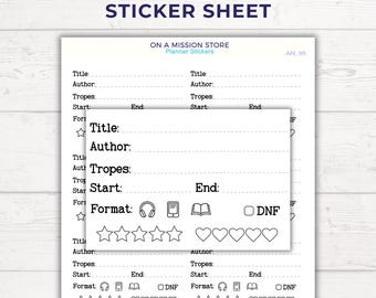 Romance Book Review Sticker Sheet | Reading Journal & Book Rating Stickers