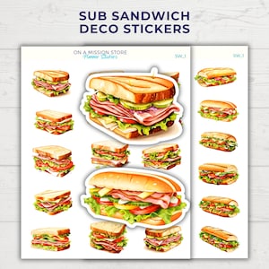 Sub Sandwich-stickers, Hoagie-stickers, Deli Sandwich-stickers, Food Art, Food Lover-cadeau, Decostickers maaltijdplanner