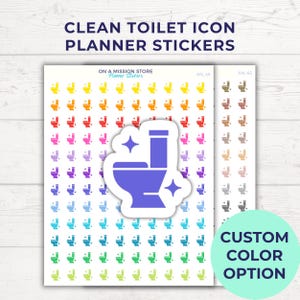 Stickervel schoon toiletpictogram planner, schone badkamer, stickers schoonmaken, dagelijkse stickers, huishoudelijke klusjes, verwijderbare stickers
