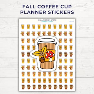 Acogedoras pegatinas del planificador de tazas de café de otoño, lindas pegatinas de temporada, hoja de pegatinas de otoño, regalo para amantes del café, decoración del planificador