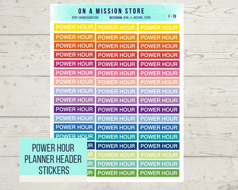 Power Hour Stickers Power Hour Planner Stickers Power Hour Etsy