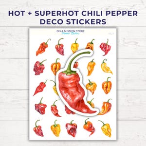 Stickervel Hot Chili Pepper, Superhot Chili Pepper, Gift Pepper Lover, Pittig Eten, Esthetisch Eten, Deco Sticker Maaltijdplanner