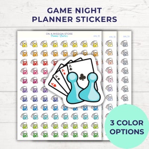 Pegatinas de la noche de juegos, pegatinas de juegos de mesa, tarjetas, noche de juegos familiares, actividades para niños, lindas pegatinas del planificador funcional diario