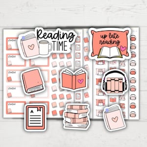 Pegatinas de lectura, pegatinas de libros electrónicos, audiolibro, pegatinas de libros, pegatinas de libros, ratón de biblioteca, regalo para amantes de los libros, diario de lectura