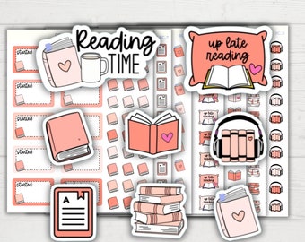 Peach Reading Stickers: Book Journal Planner Stickers