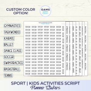 Pegatinas de fútbol, gimnasia, ballet, taekwondo, kárate, natación, tenis, baile, deportes, pegatinas para niños, mini pegatinas con texto.