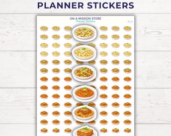 Pasta Icon Planner Stickers, Italian Food Meal Planning Journal