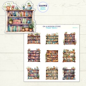 Pegatina de libro, pegatinas de libros, pegatinas de lectura, estantería, vintage, Cottagecore, regalo amante de los libros