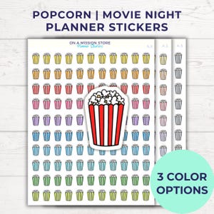 Stickers pour agenda pop-corn, Stickers Soirée cinéma, Cinéma, Binge Watch, Stickers rappel de calendrier quotidien