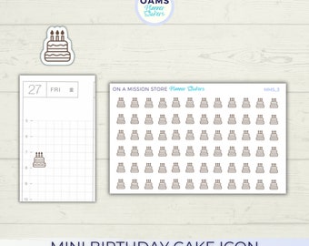 Geburtstagsaufkleber, Geburtstagskuchen Aufkleber, Mini Symbol Aufkleber, Hobonichi Aufkleber, Bullet Journal, Funktionale Planer Aufkleber Minimalistisch