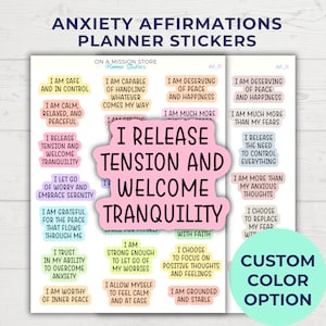 Pegatinas de afirmación sobre la ansiedad, salud mental, afirmación positiva, cuidado personal, atención plena, apoyo emocional, estímulo, curación