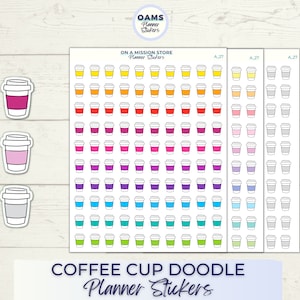 Kaffee Aufkleber, Kaffee-Liebhaber-Geschenk, Kaffeetasse-Aufkleber, niedlicher Kaffee, Koffein-Aufkleber, Kalender-Aufkleber, Kaffee-Gekritzel