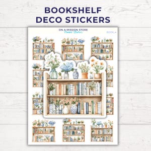 Feuille d'autocollants pour étagères confortables et hygge, amoureux des livres scandinaves, lecture florale, Stickers déco nordiques, ambiance cosy, cadeau pour amoureux de livres