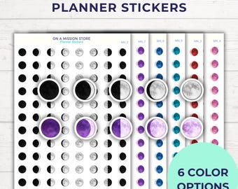 Moon Phase Stickers - Colored Lunar Icons - Astrology & Celestial Planner Stickers