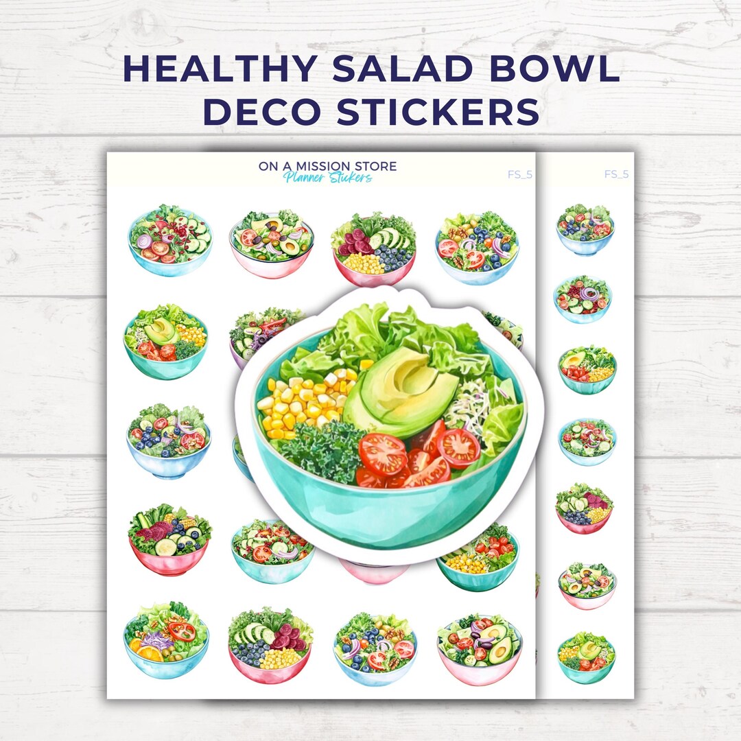 Salad Rau Sticker Salad Bowl Stickers: Healthy Food Planner Stickers - Etsy