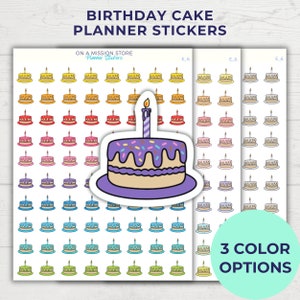 Adesivos de bolo de aniversário, festa de aniversário, evento, lembrete, calendário, adesivos fofos de planejador funcional