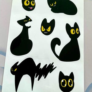 Void Cats - zwarte kat vinyl stickervel A5