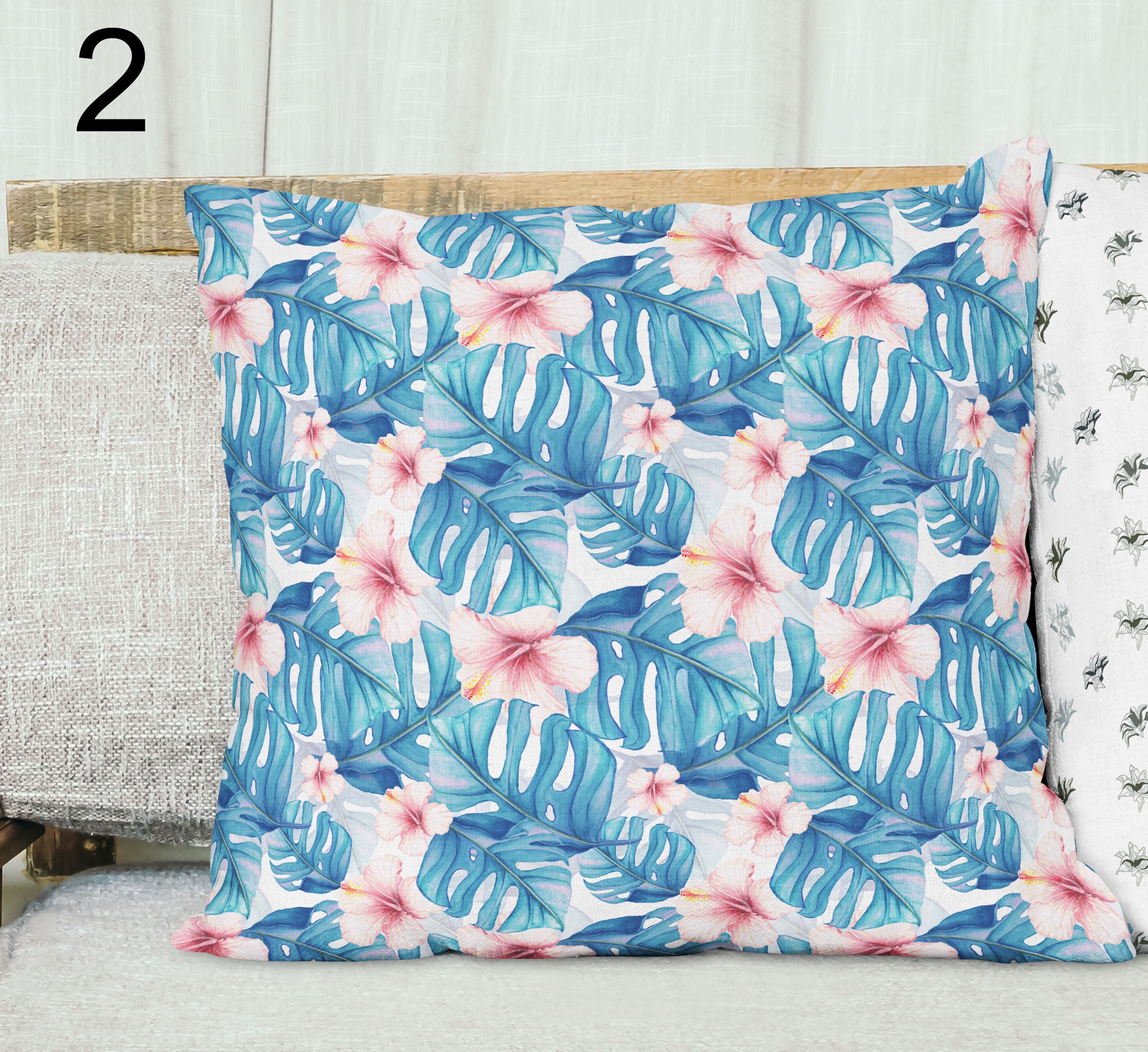 Tropical Leaves Pillows Couch Pillow Covers Decorative Etsy