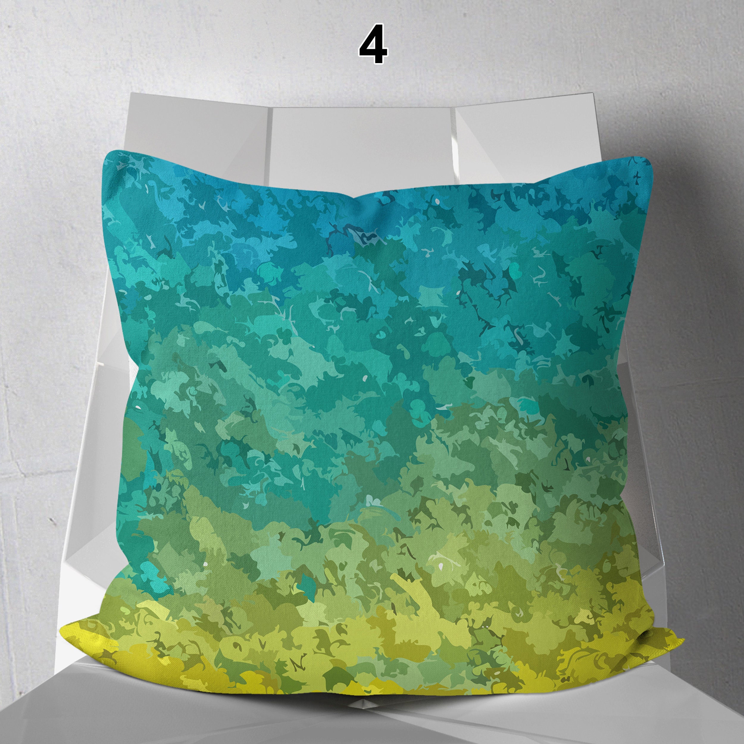 Yellow and Aqua Throw Pillow Covers Decorative Pillowcases Etsy