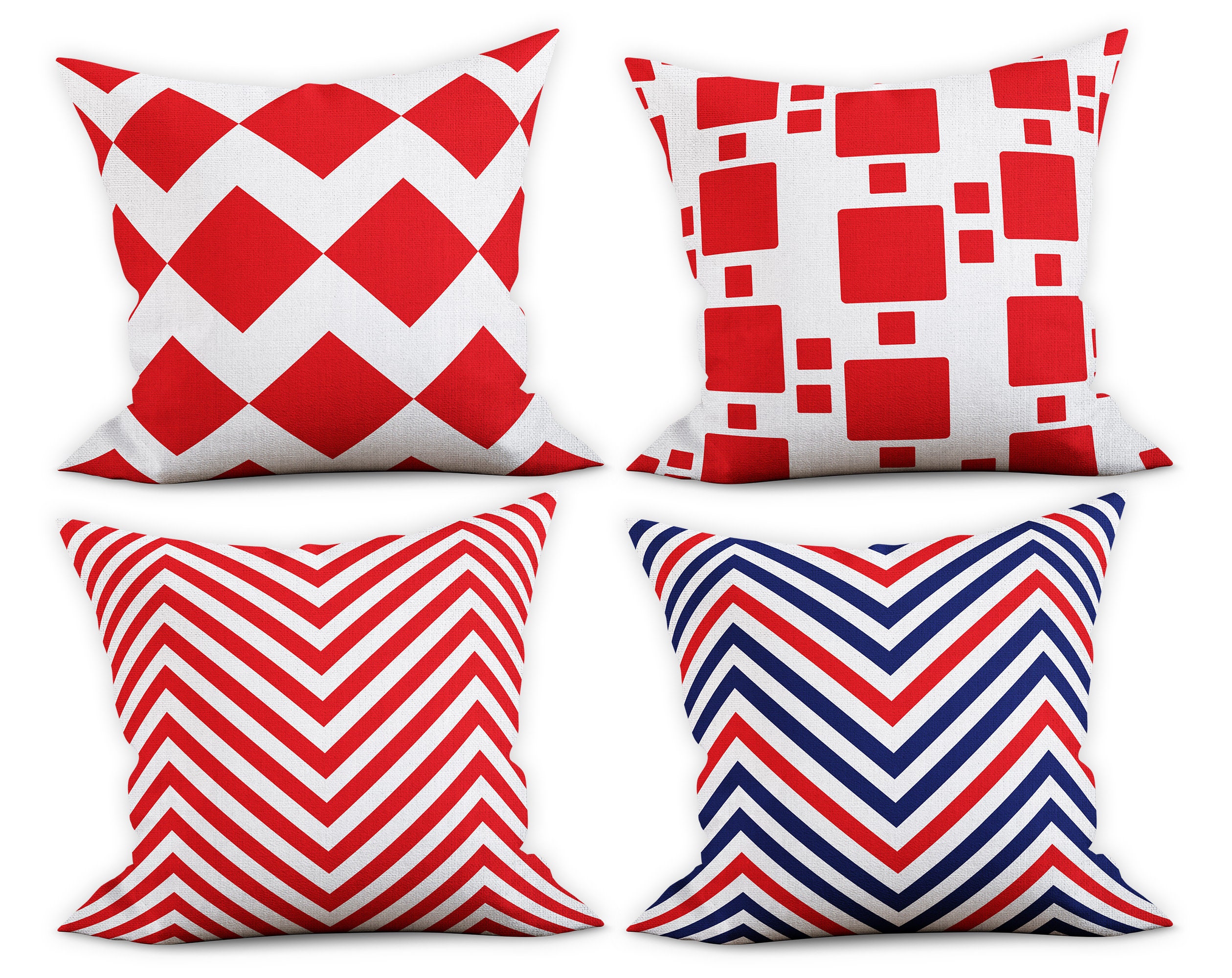 Red Couch Pillow Covers Red and Blue Throw Pillow Covers Etsy