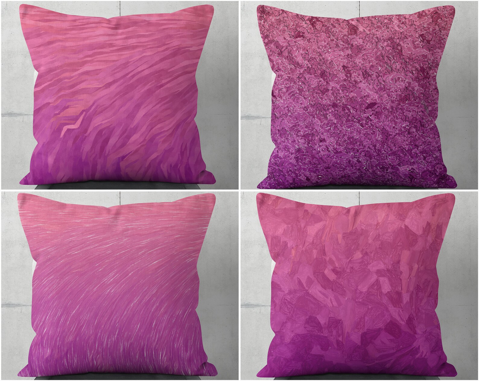 Pink and Purple Pillowcases Throw Pillow Cases Etsy