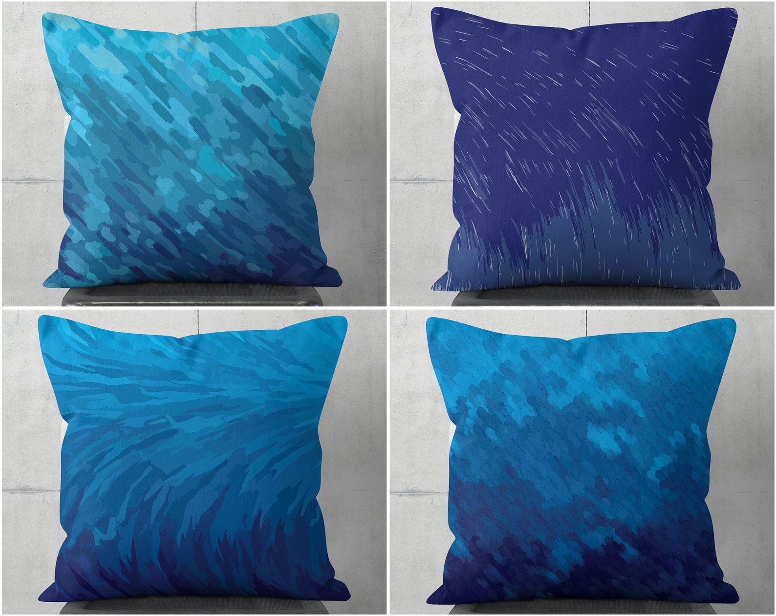 Aqua and Navy Pillowcases Throw Pillow Covers Etsy