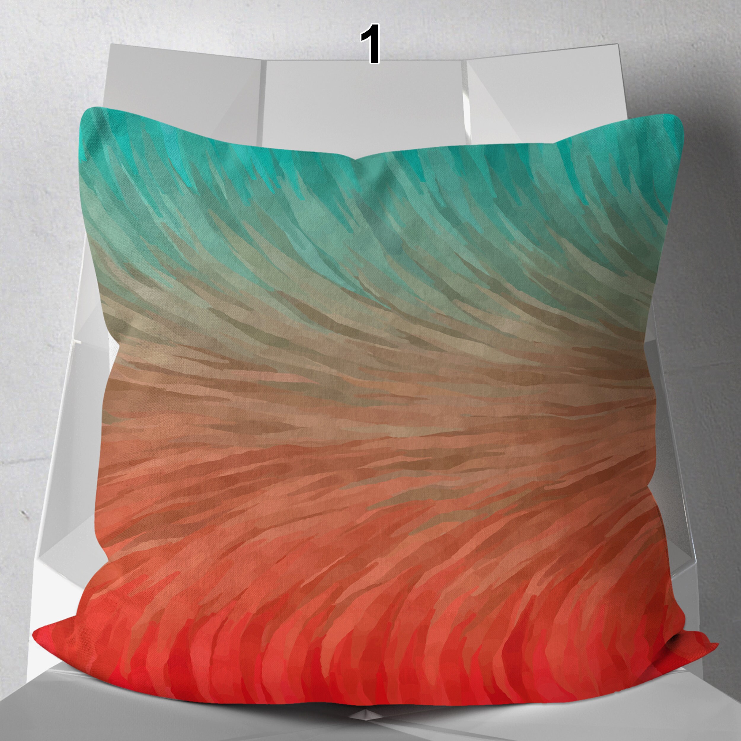 Red and Teal Throw Pillows Square Pillows Etsy