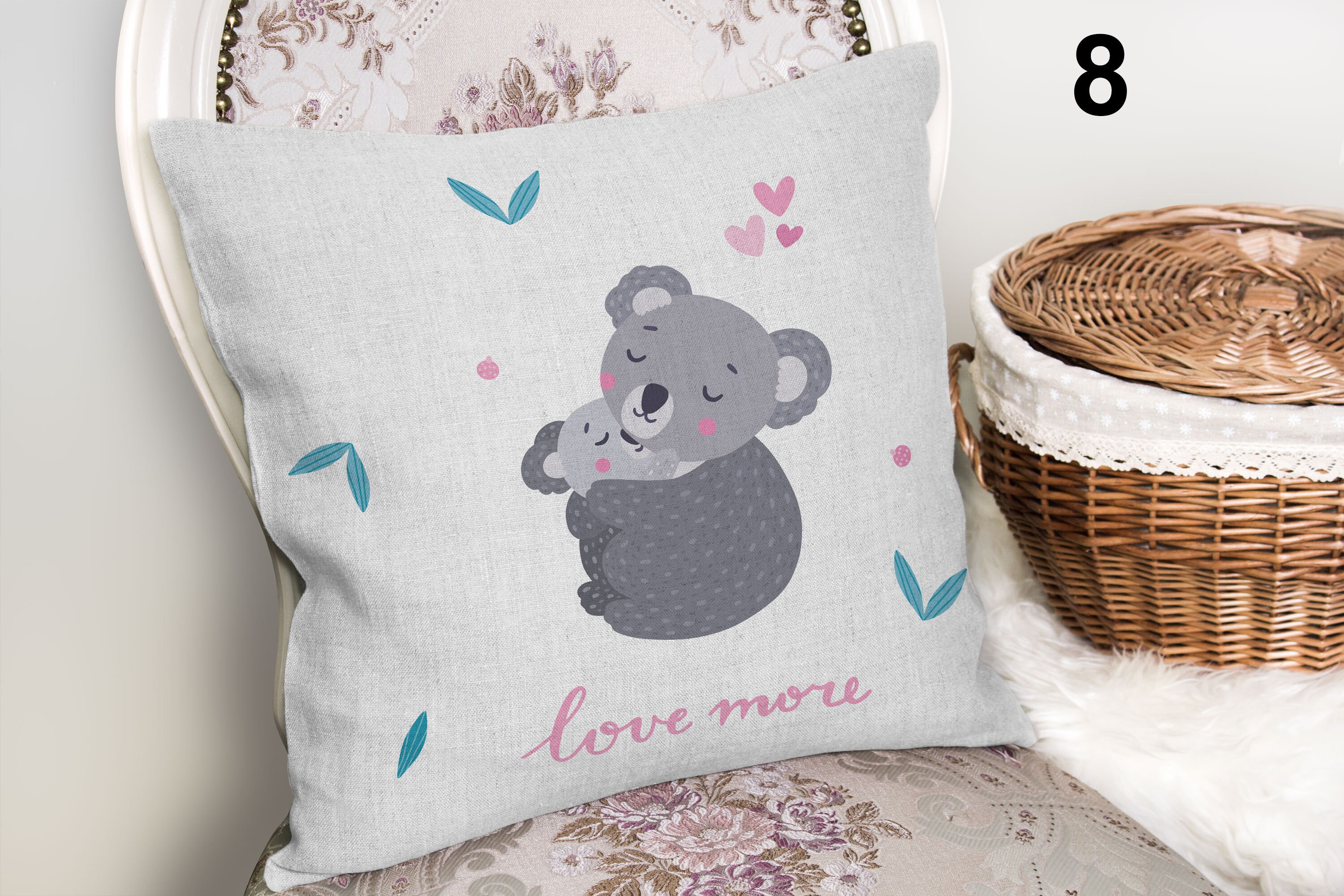 Cute Koala Family Pillows Couch Pillow Covers Decorative Etsy