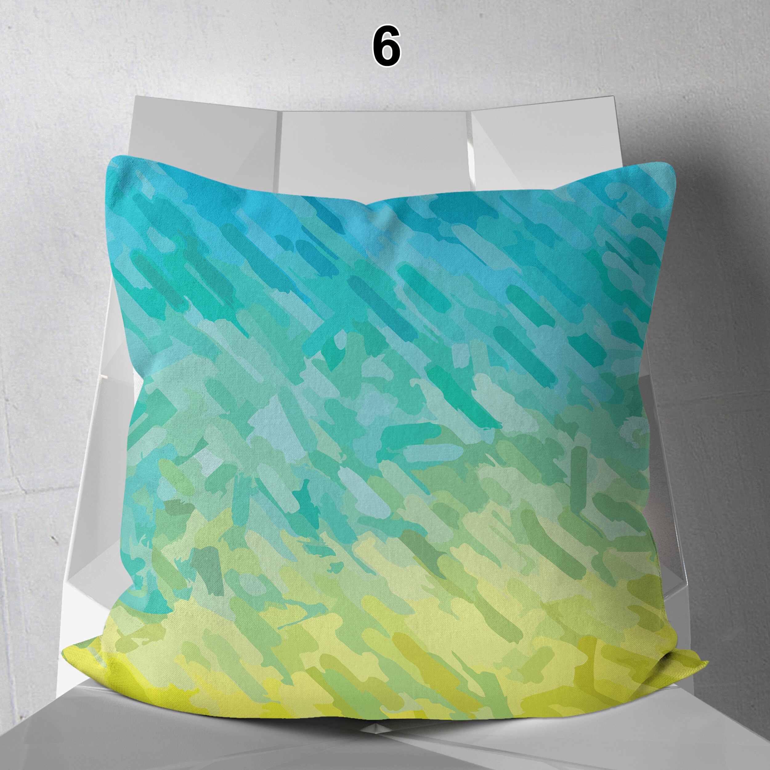 Yellow and Aqua Throw Pillow Covers Decorative Pillowcases Etsy