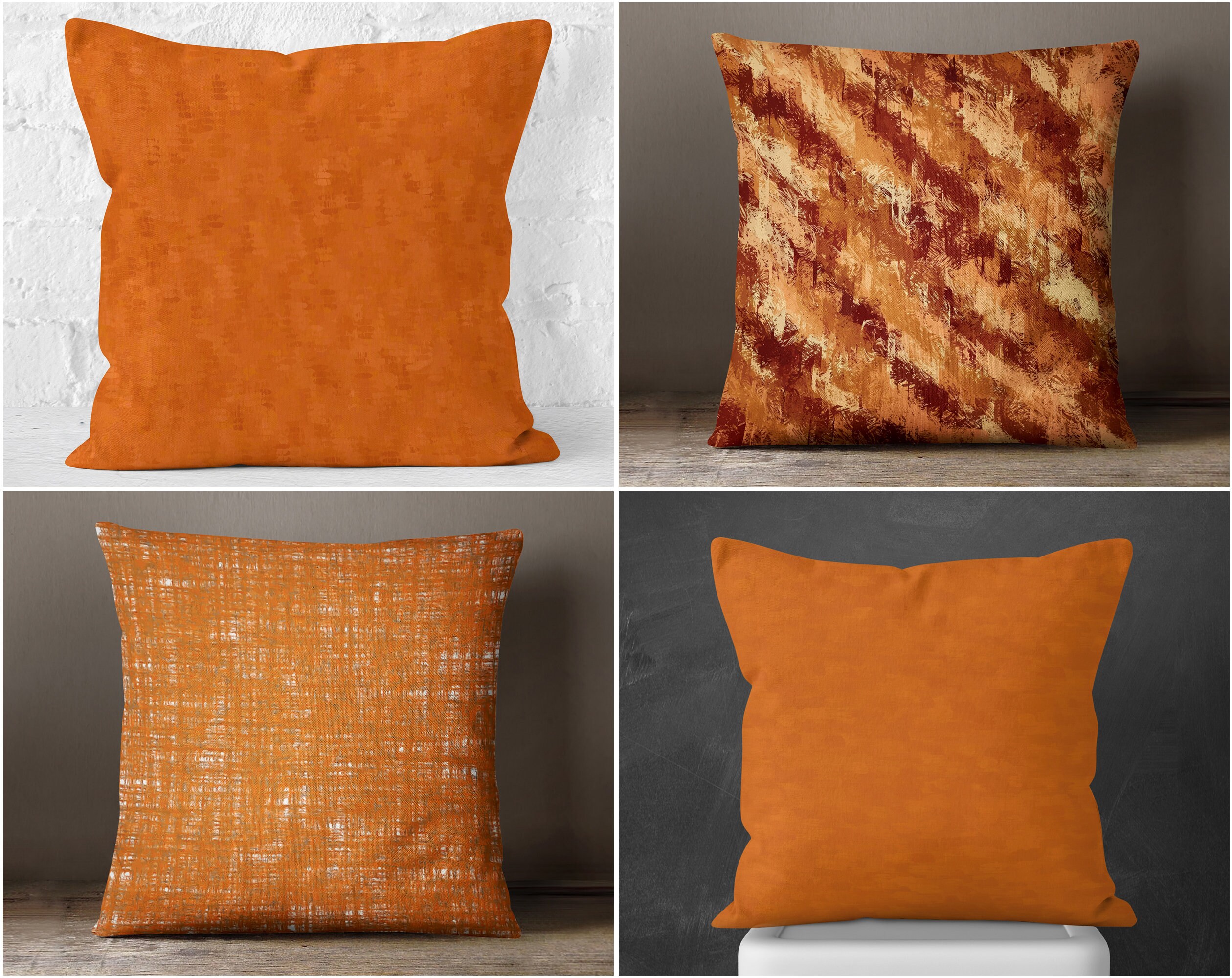 Burnt Orange Throw Pillowcases Burnt Orange Accent Pillow Etsy