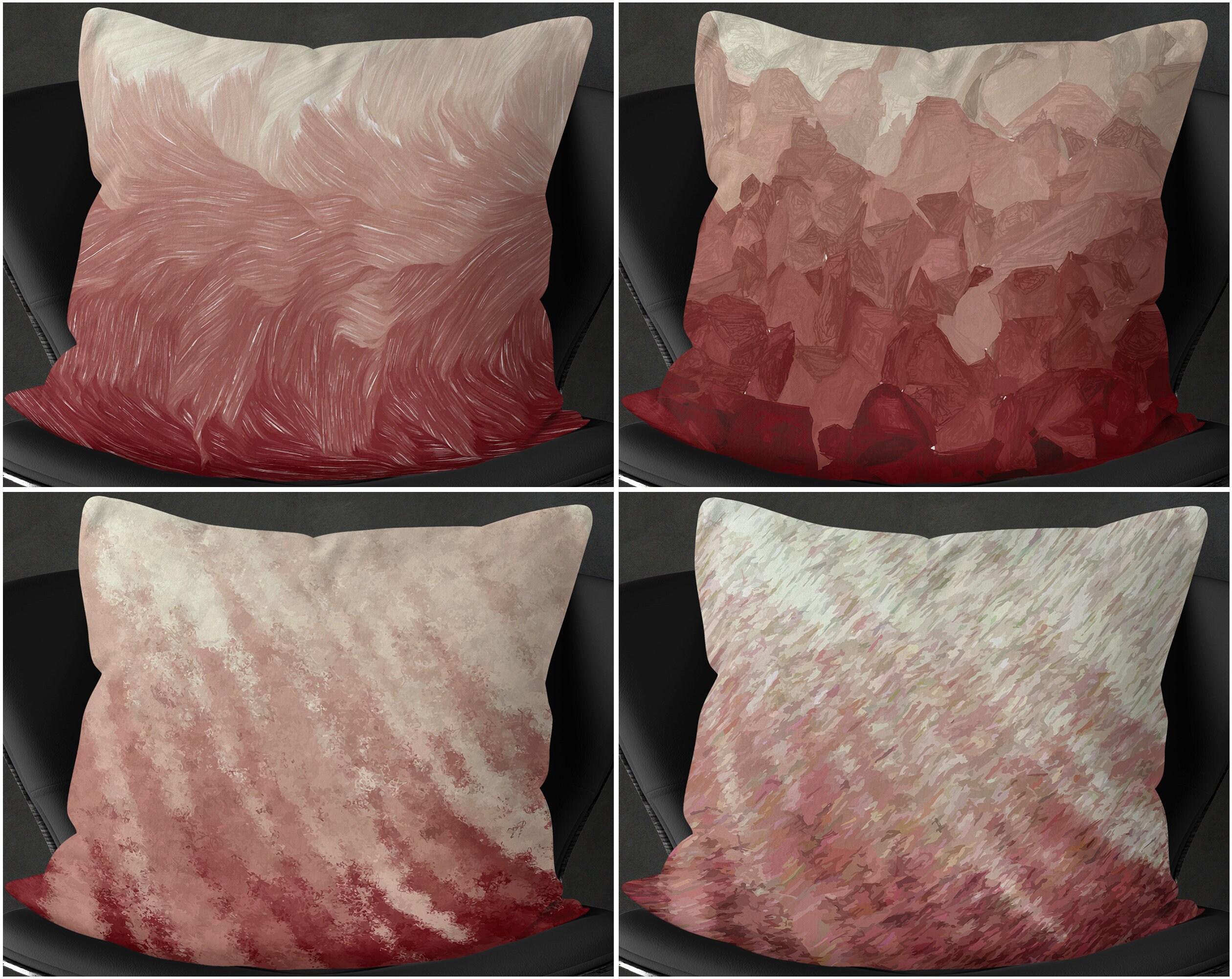 Burgundy and Beige Throw Pillow Covers Accent Pillowcases Etsy