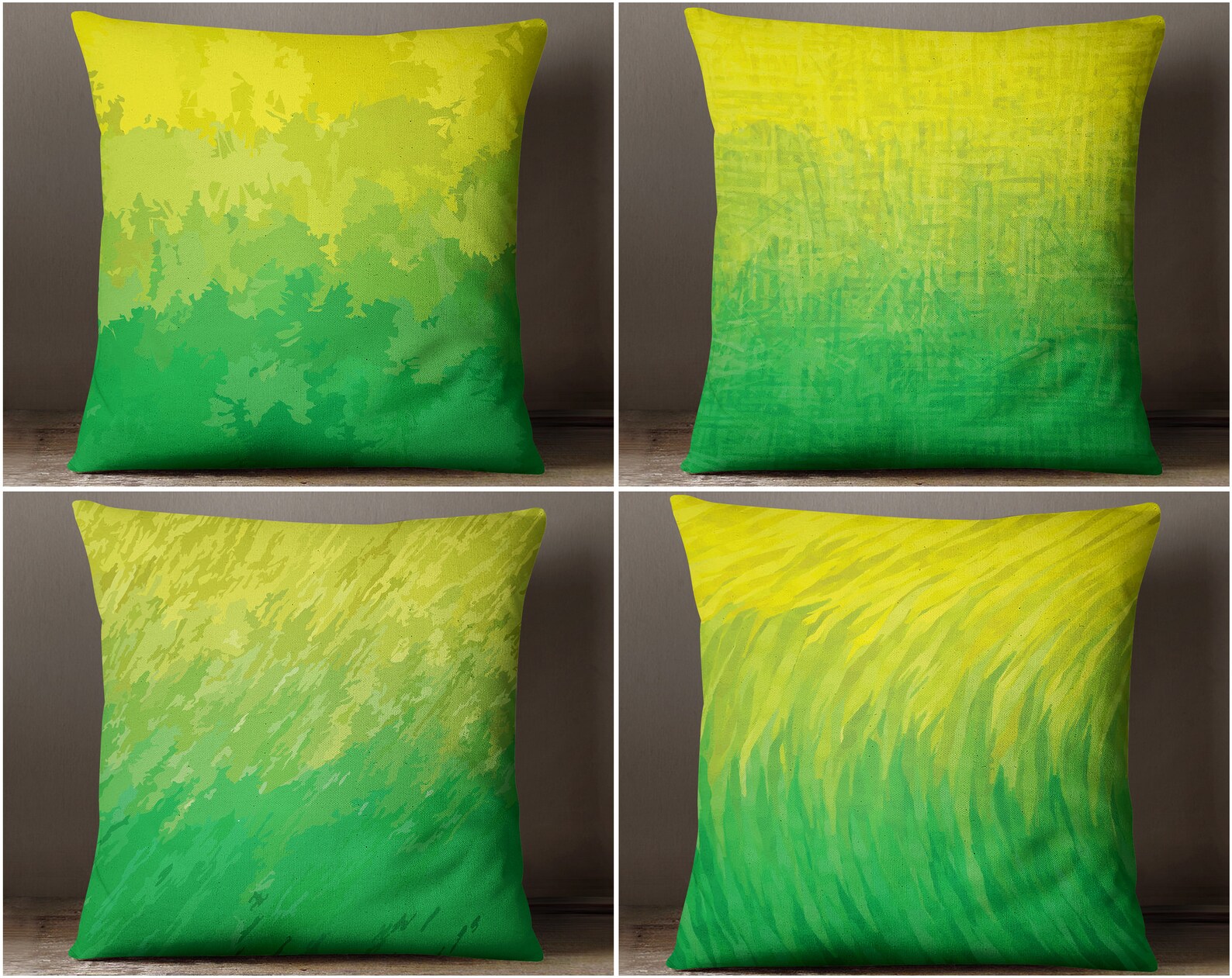 Green and Yellow Throw Pillows Accent Pillows for Sofa Etsy