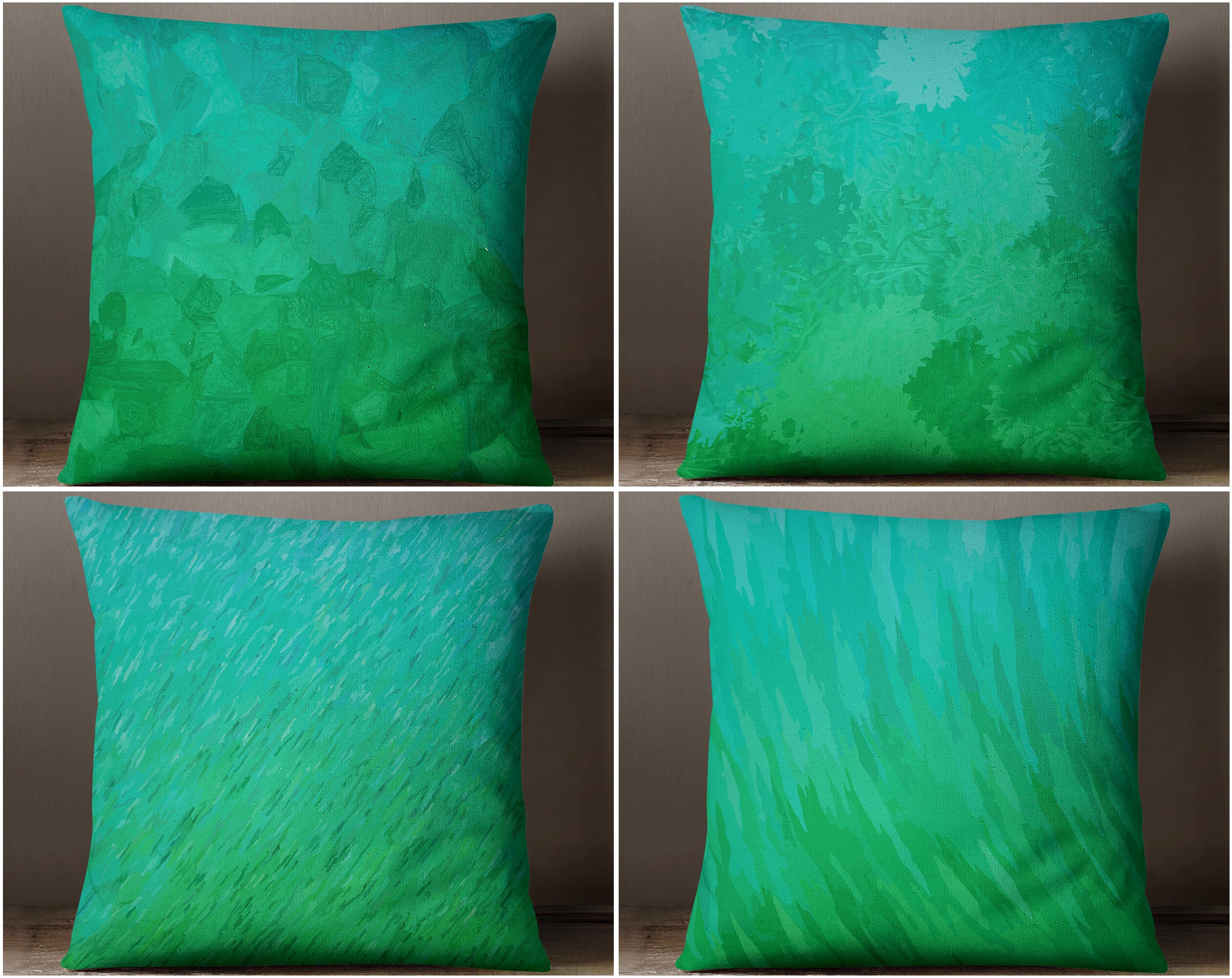 Teal and Green Cushion Covers Living Room Couch Pillowcases Etsy