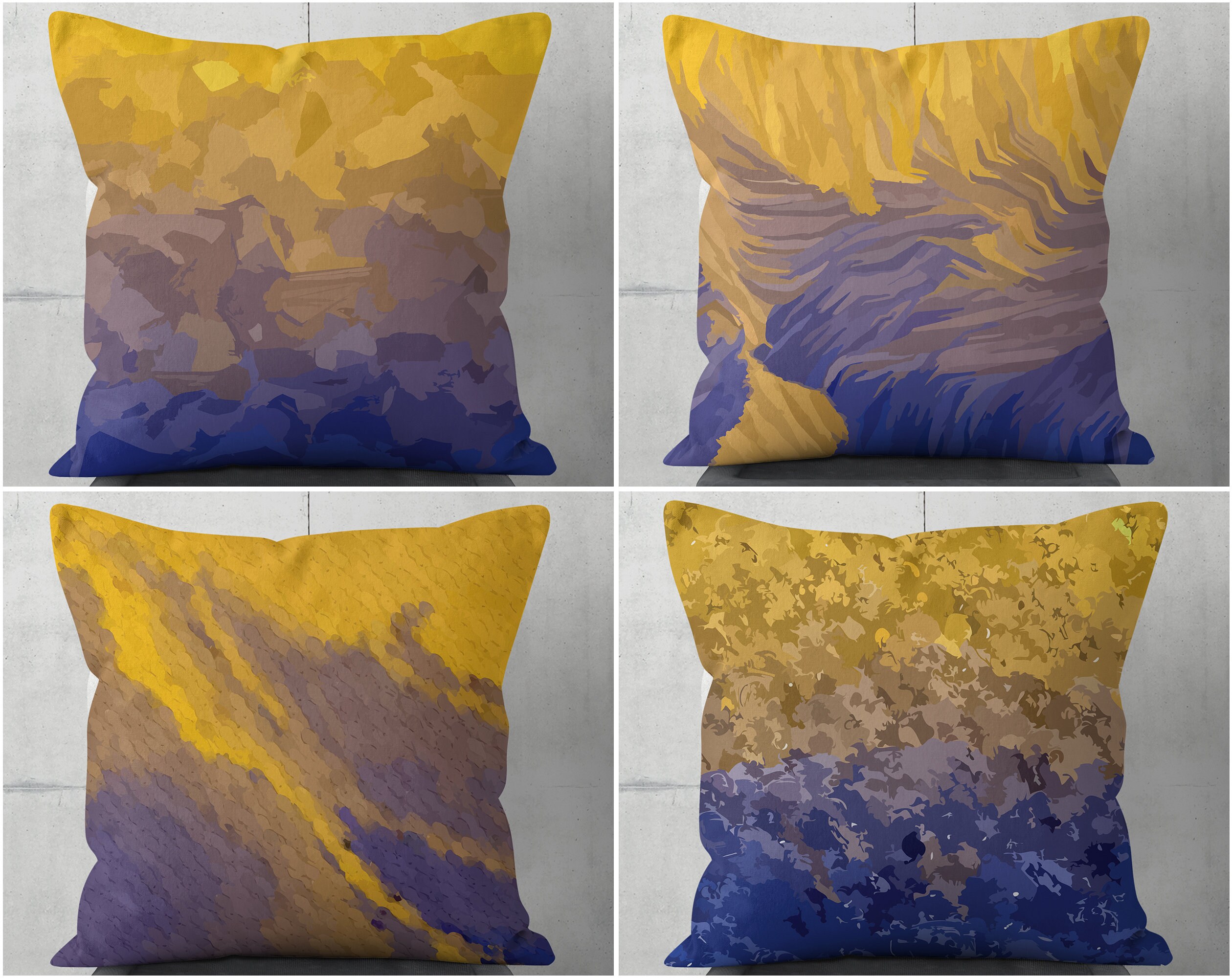 Blue and Mustard Cushion Covers Throw Pillow Covers Etsy