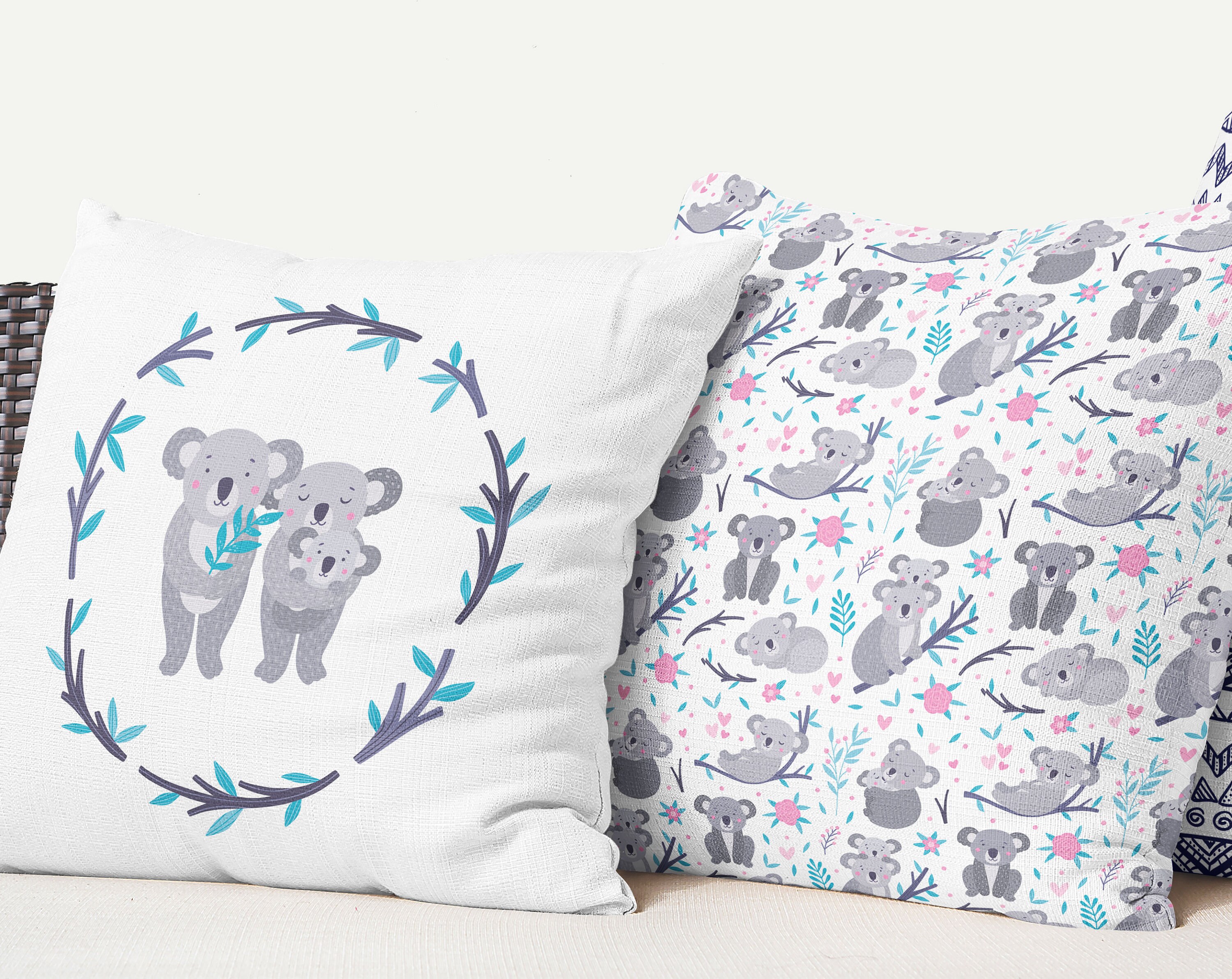 Cute Koala Family Pillows Couch Pillow Covers Decorative Etsy