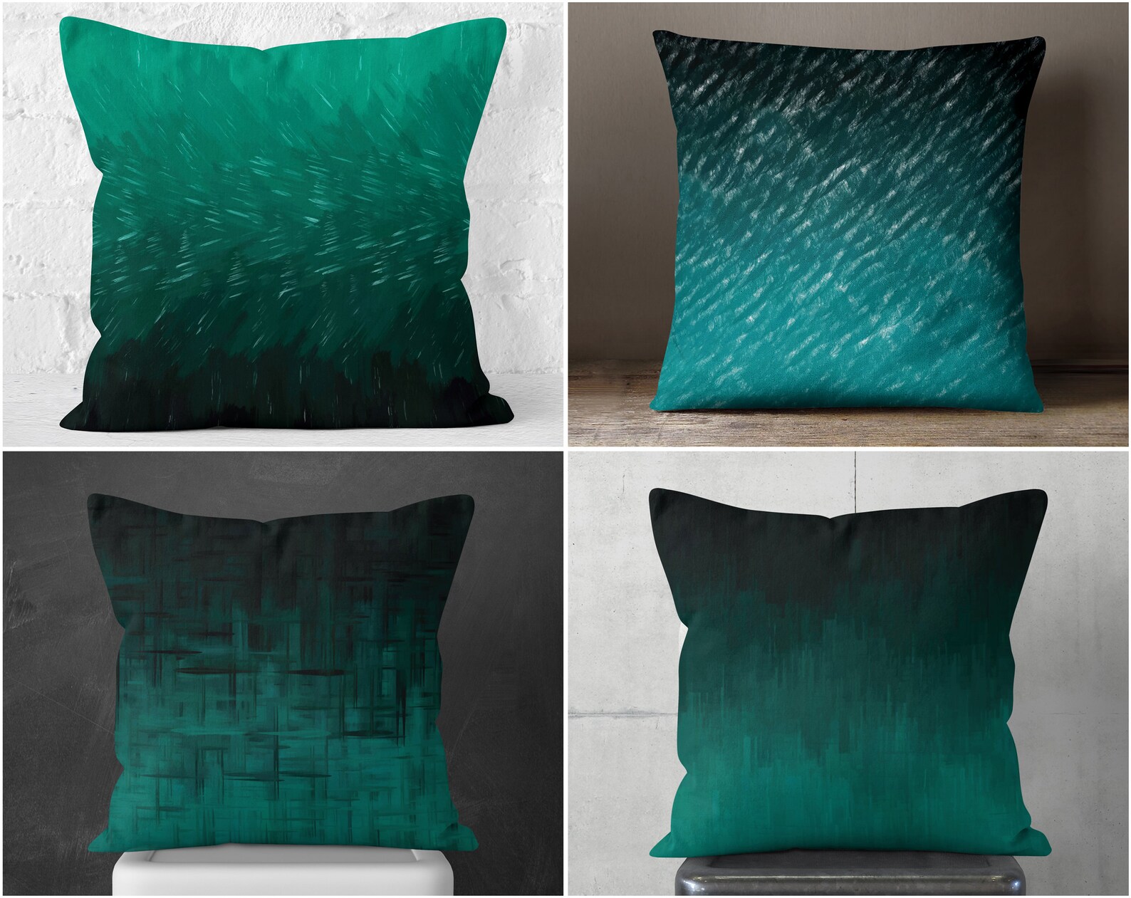 Black and Teal Pillowcases Dark Teal Pillow Covers Teal Etsy