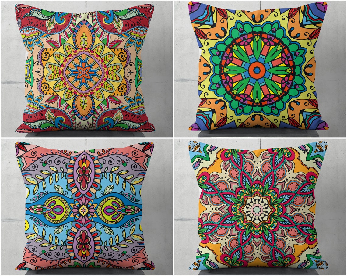 Colorful Throw Pillows Decorative Pillows For Couch Large Etsy