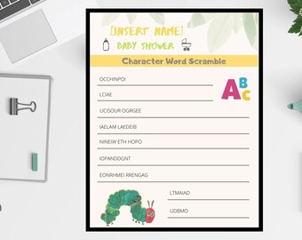 Baby Shower Word Scramble Game_Baby Animal Theme (Editable/Personalized)